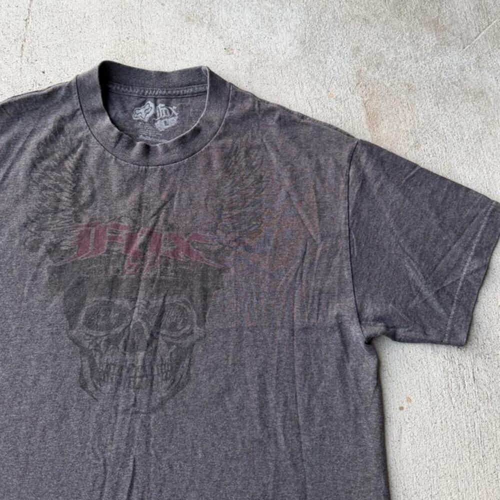 Fox Racing Y2K smoke grey skull shirt large